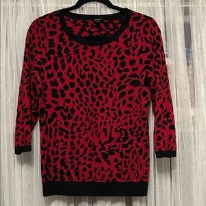 Talbots excellent pre owned Red and Black Animal Print Sweater